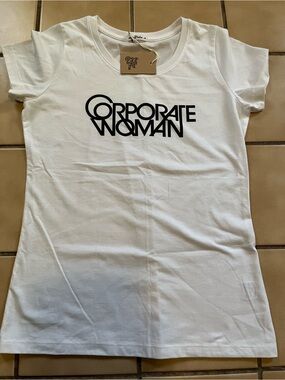 Corporate Woman White Graphic Tee